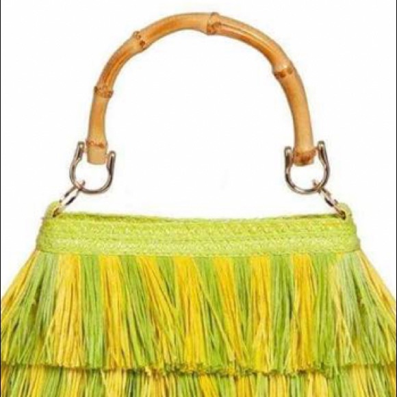 HOST PIC LAST ERIC JAVITS LIL’ MAMBO STRAW BAG IN CHARTREUSE - Picture 7 of 8